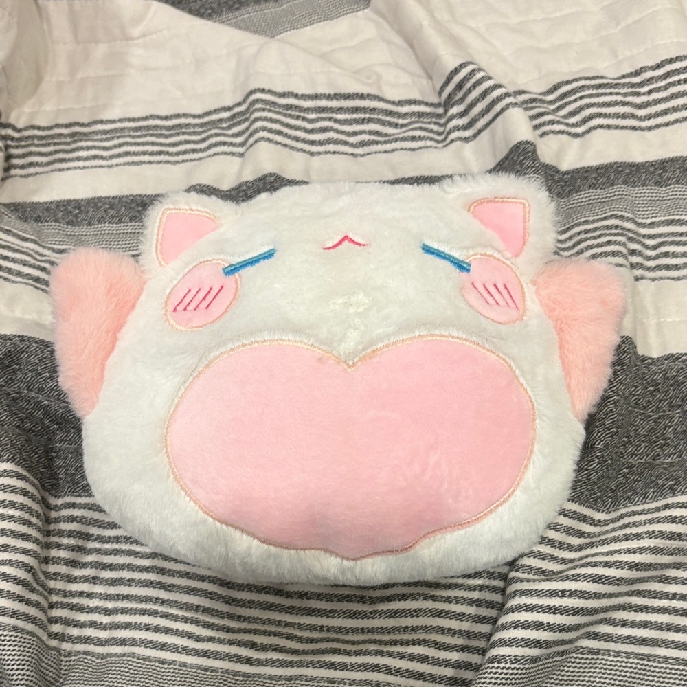 Cute Pink and White Cat Plush bag